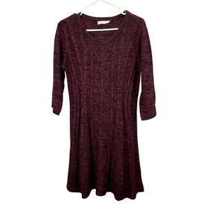 Cloud Chaser Cable Knit Sweater Dress size M Women Burgundy Long Sleeve